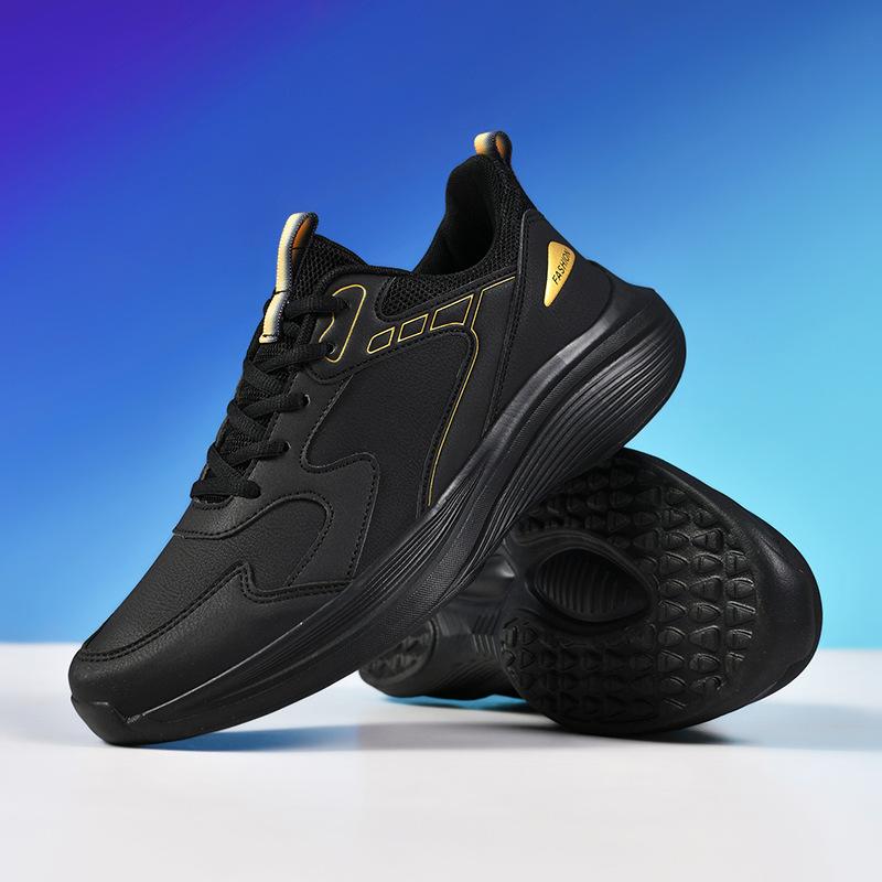 

Large size leather sneakers men s soft sole light casual running shoes men s spring, autumn and winter travel shoes 45
