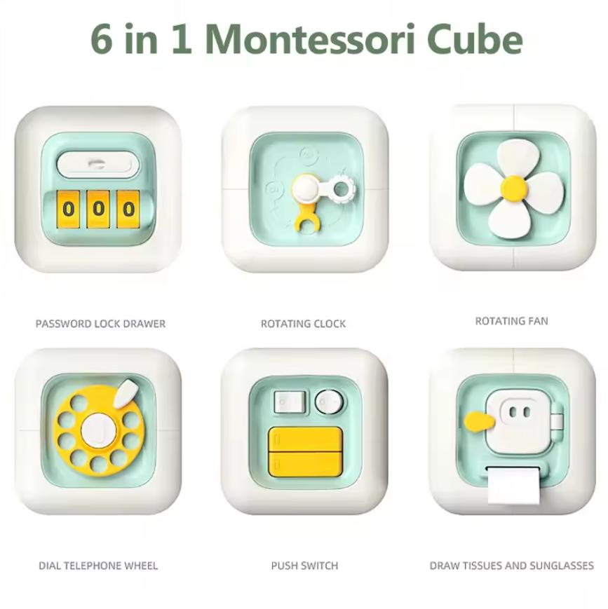 6 in 1 Montessori Educational Toys Sensory Busy Board Baby Practice Skills Drawer Cube  Educational Toys For Girl Boy