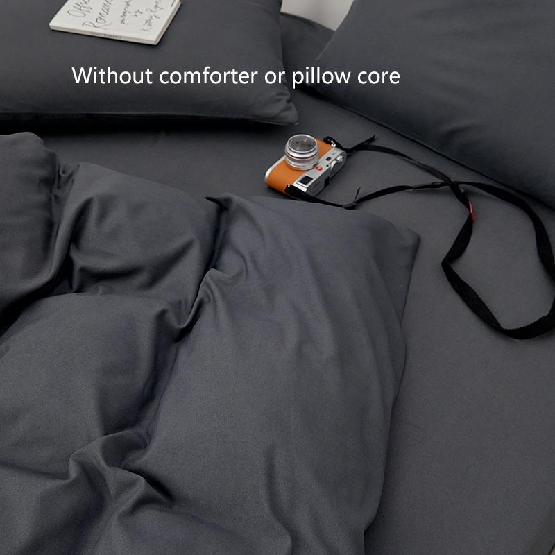 Light luxury style minimalist solid color skin friendly matte bedding set of3 pcs without core, 1duvet cover and2 pillow covers