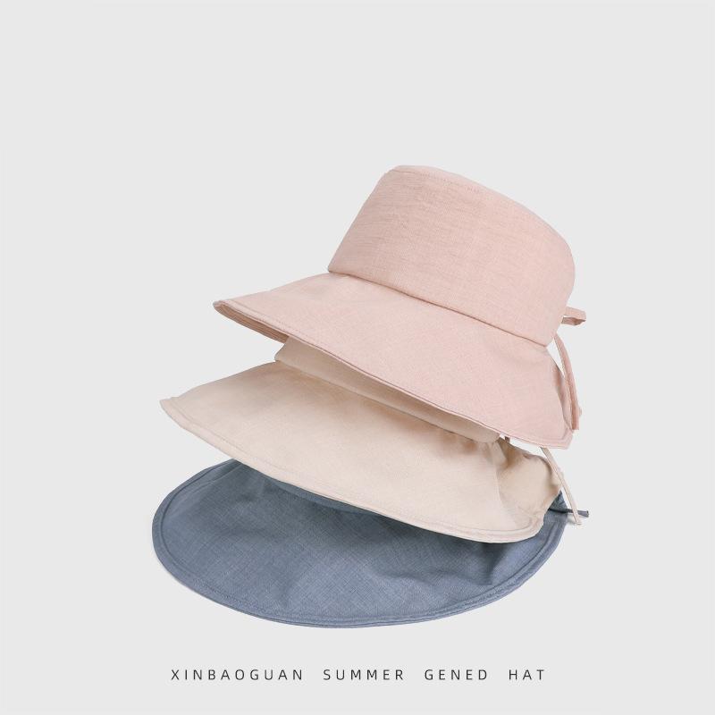 Summer Sun Hat Women's Bow Fisherman Hat Large Brim Basin Hat