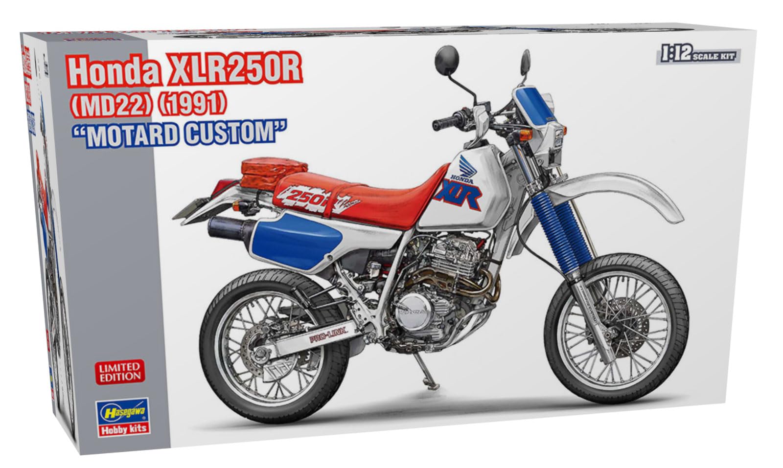 

Hasegawa Honda XLR250R Plastic Model Kit 21779 1/12 (MD22) (1991) “Motard Custom” (Motorcycle)