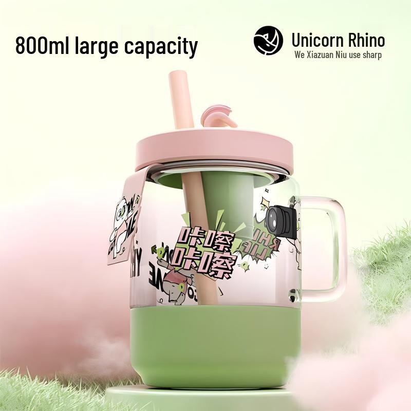 Rhinocorn Dual-Drink Tempered Glass Mug