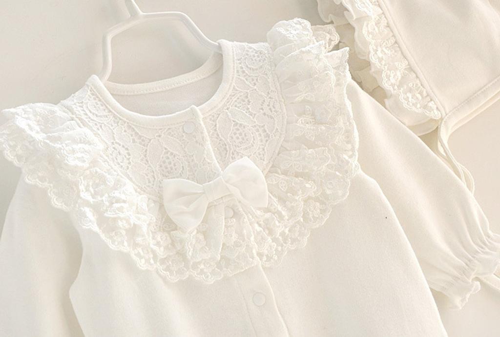 Coral Way Baby Newborn Sweet Girl Long Sleeve Cotton Romper Set with Size Coral Way Ceremony Newborn Baby Shower Shrine Visit Baby Sweet Girl Pajama