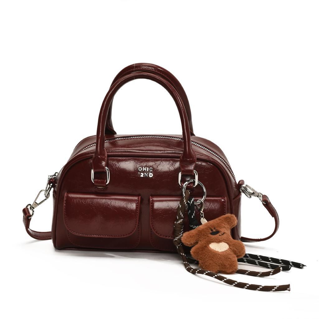 2025 Winter New Fashion Retro Casual Bowling Bag Women's High Sense Niche Commuter Portable Messenger Bag
