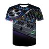 Summer Round Neck 3D Musical Instrument Print Top Fashionable Casual Short Sleeved Men's T-shirts