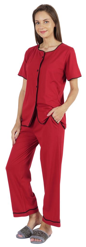 Inkmeso Damen Schlafanzug Set Oberteil Einfarbig Nachtwäsche Pj Loungewear 2-teiliges Set