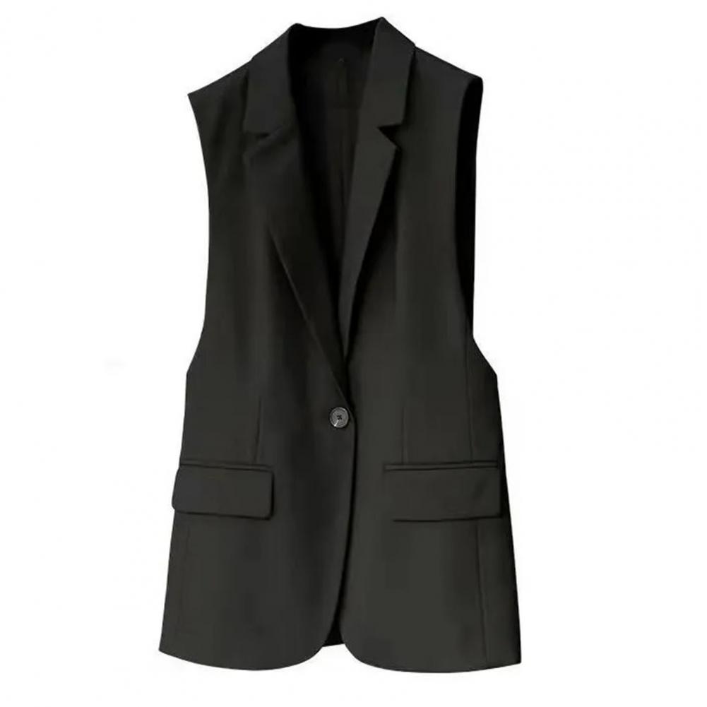 Women Sleeveless Korean Lapel Suit Vest Temperament Sleeveless Suit Jacket Female Casual Long Vest Suit Short Blazer