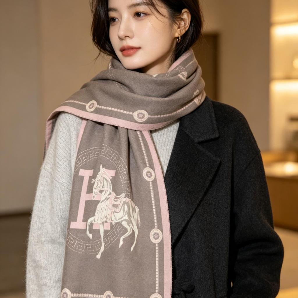 Liu Yifei Long Scarf Women's Winter Neck Warmer - High-End Imitation Cashmere Knitted Shawl