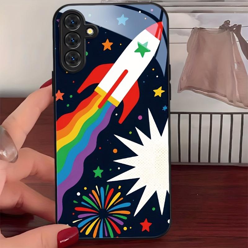 Premium Gehärtetes Glas Handyhülle Für Galaxy S20 S21 S22 S23 S24 S25 FE Ultra Plus Buntes Raketen- & Weltraum-Design