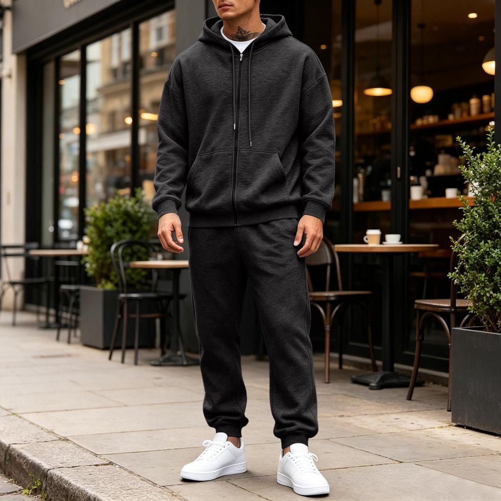 Men's 2-Piece Hoodie Sweatshirt Set Color Casual Sportswear for Everyday Wear
