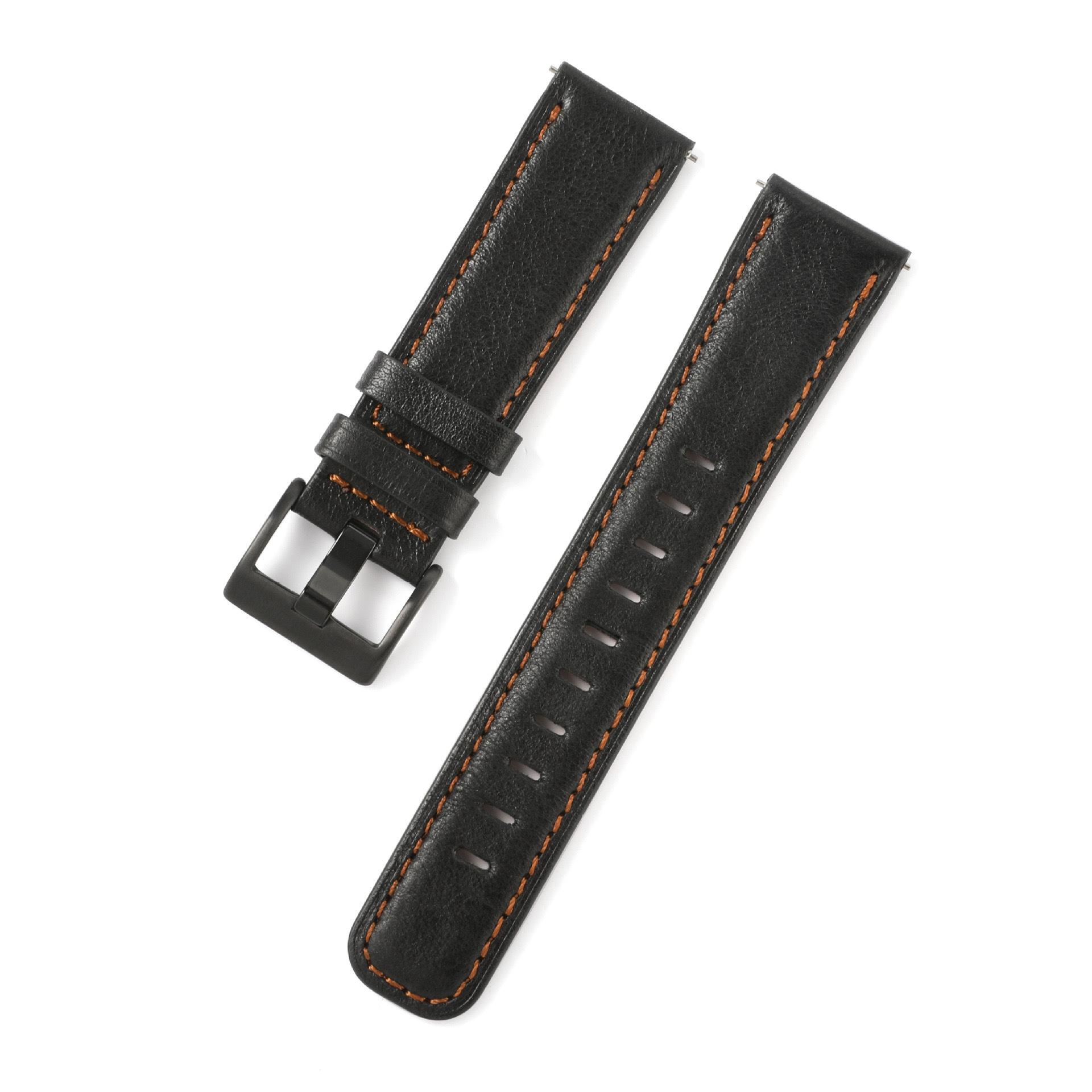 

Applicable To Huawei Gt Strap, Smart Watch Strap, Samsung Xiaomi Genuine Leather Strap 22Mm. 22mm silver buckle чорний