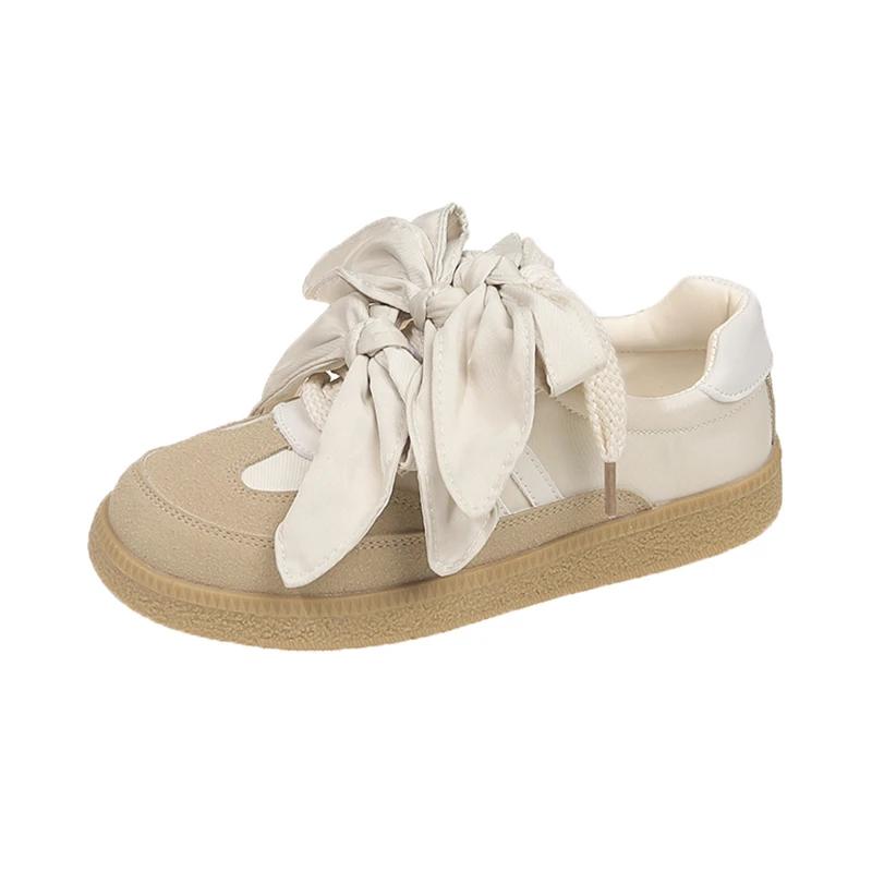 Fashion Women's Vulcanize Shoes Flat Sole Bow Lace-up Forrest Gump Shoes Leisure Spring Autumn New Retro Suede Sweet Zapatillas De Mujer