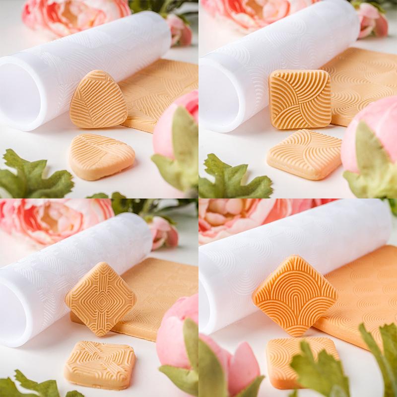 Geometrická textura Měkká hlína Váleček na válení Snadné čištění pro DIY výrobu Náušnic Přívěsků Šperků Ražená textura