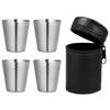 NUOLUX 4-Piece Stainless Steel Shot Glass Set, 30ml/1 Oz, Travel/Portable Whiskey Cups, Mini Glasses, Stylish Storage Case Included
