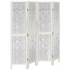VidaXL Cloison de Séparation 4 Panneaux, Séparateur de Pièce, Écran d'Intimité, Paravent Chambre Salon, Blanc Bois de 358673