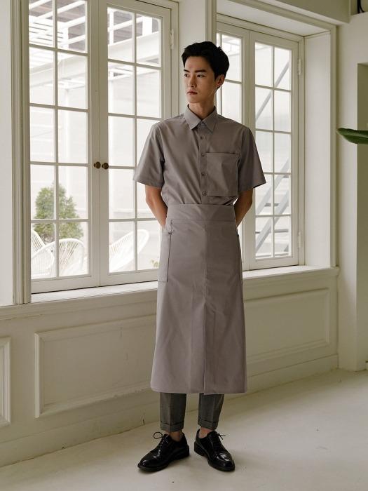 

a.mont Wrinkle-Free Side Big Pocket Waist Apron #AA1957 Gray FREE