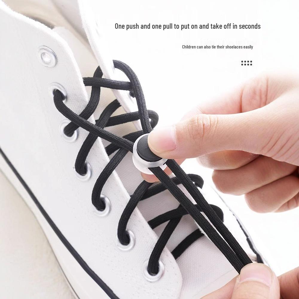 Children's Black & White No-Tie Elastic Shoelace Buckles