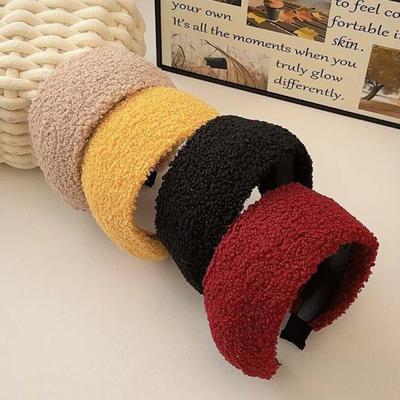 PROLY New Fashion Headband For Women Wide Side Hairband Solid Color Turban Warm Winter Fluffy Hair Accessories