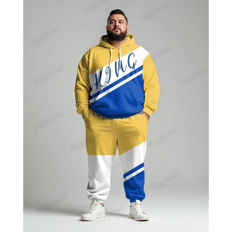 Mens 3D Digital Print Hooded Sweatshirt Jogger Pants Set Sporty Casual Outfit Travel