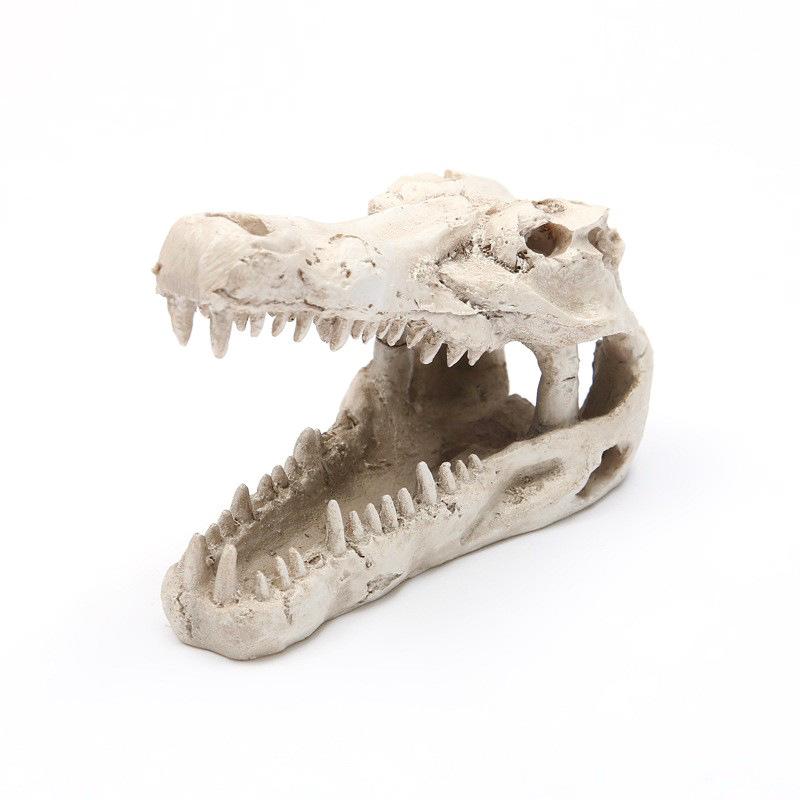 Resin Crocodile Skull Hideout Ornament Reptile Shelter Fish Tank Aquarium Landscaping Decor Aquatic Terrarium
