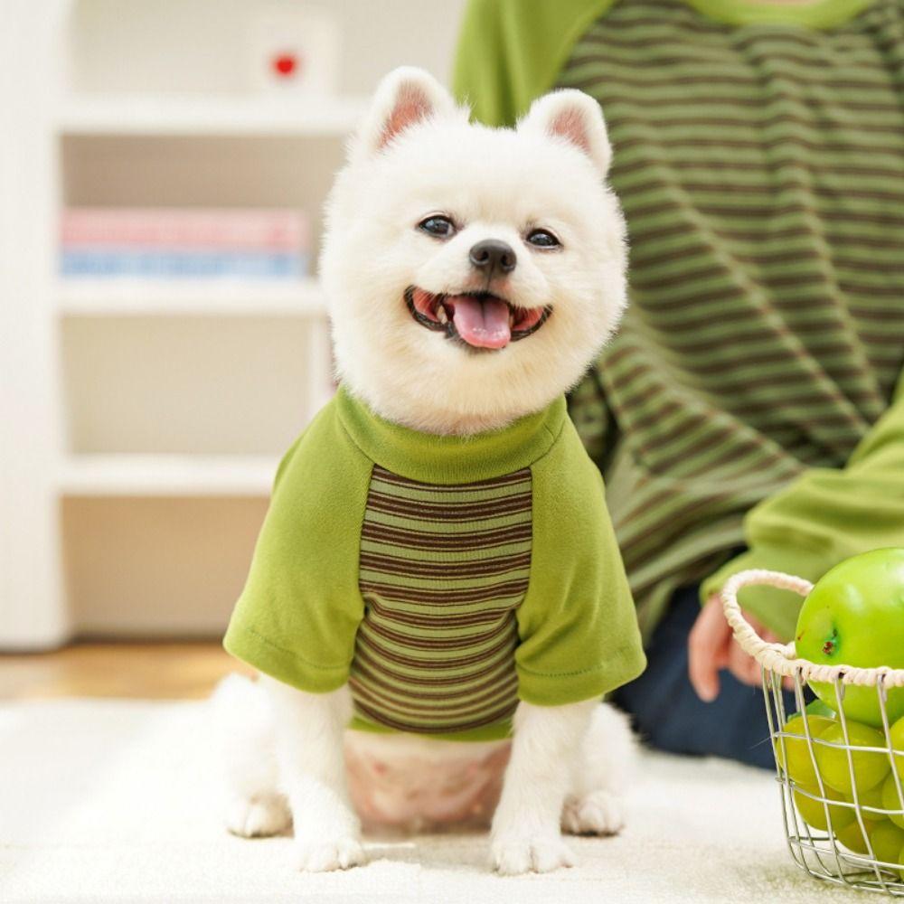 Comfortable Striped Pet Clothes Colorful Dog Base Coat Fashion Dog Pullover  Going Out