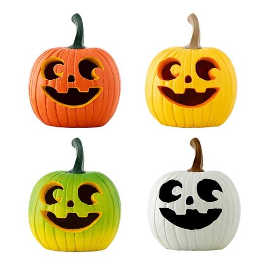 Halloween Pumpkin Figurine Spooky Resin Curved Pumpkin Sculpture Autumn Farmhouse Table Decoration for Front Porch Mantel Home Desk Decor