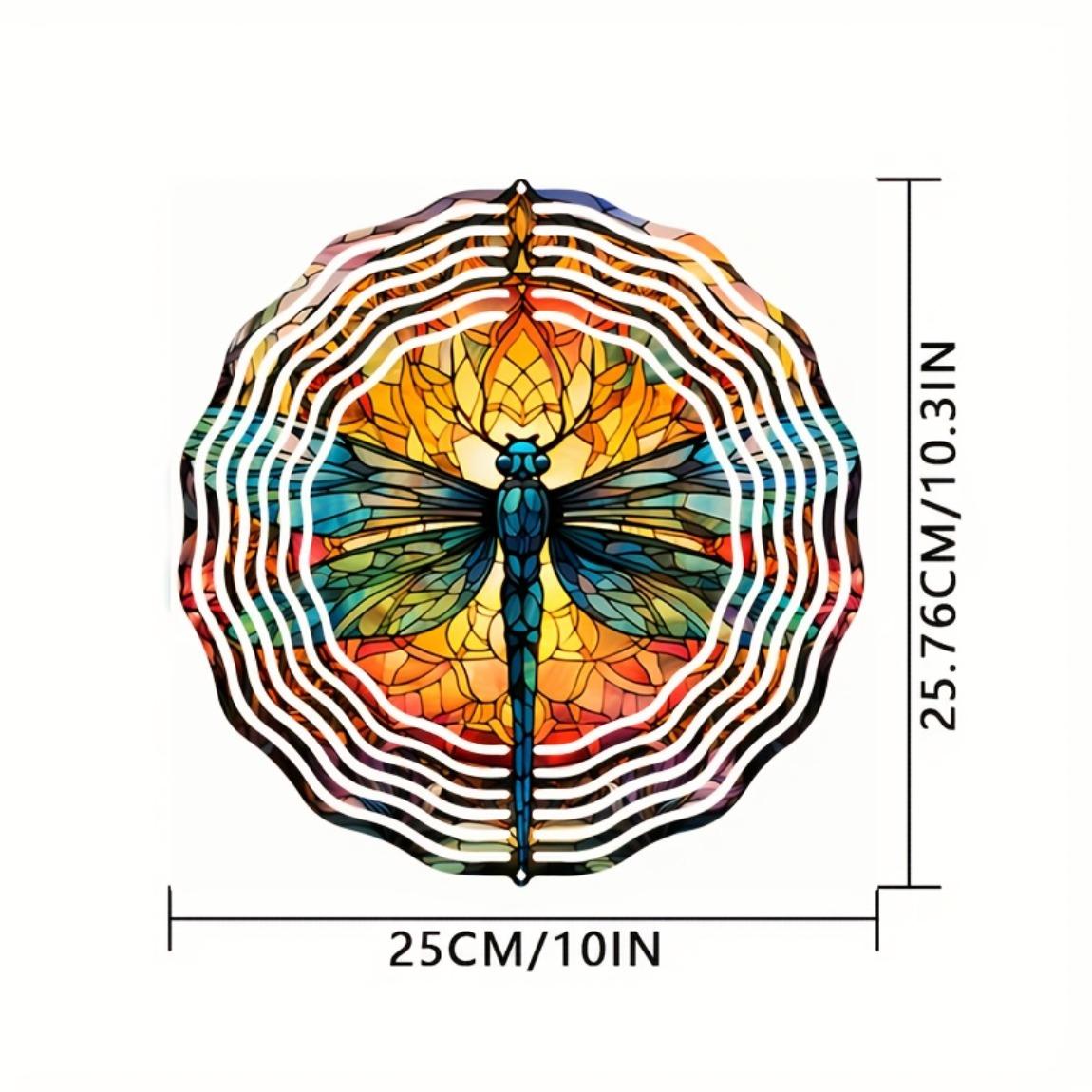 

10-дюймовый ветряк-стрекоза 3D кинетическое металлическое искусство для декора сада на открытом воздухе с вращающимся на 360° крючком, подвесное украшение для двора, подарок на новоселье 01A