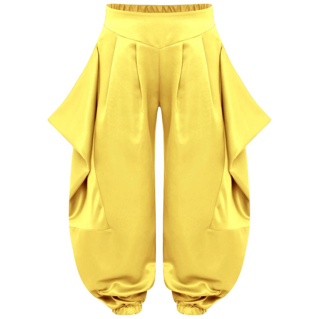 Mädchen Bauchtanzhose Einfarbiges Design mit gerüschtem halb-elastischem Bund Haremstil für Auftritte