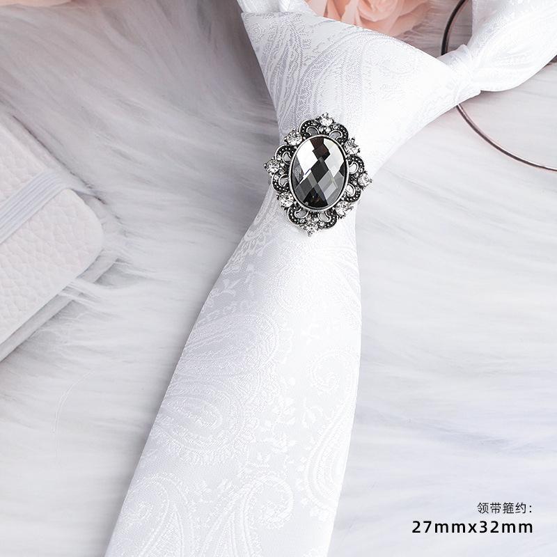 Men'S Emperor Rhinestone Collar Ring Clip Tie Hoop Vintage Knight Tie Hoop Business Shirt Tie Button Brooch
