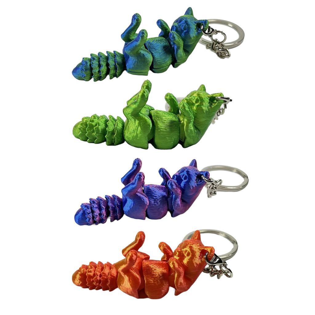 Playful Movable Joint Cat Charm Pendant Lightweight Resin Alloy Key Accessory for Animal Lovers