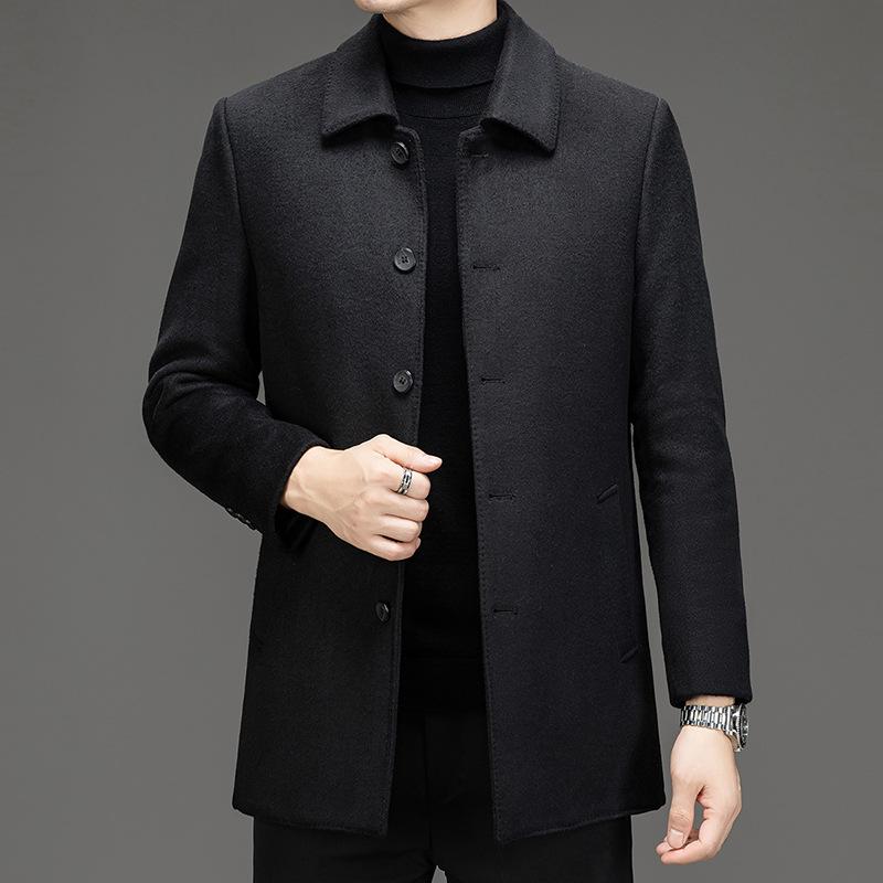 

Зимнее мужское двухстороннее кашемировое пальто, шерстяная куртка средней длины с подкладкой из шерсти, топ для папы среднего возраста 195