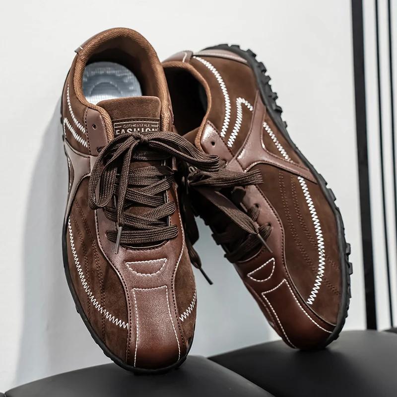 

Мужская кожаная повседневная обувь Модная контрастная строчка Низкий вырез Спортивная обувь Современный минималистичный дизайн Деловая повседневная обувь Мужская 39