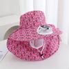 Summer new solar charging with fan tea picking hat women's farm work sun hat outdoor sun protection neck sun hat