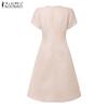 ZANZEA Women Casual V-Neck Summer Short Sleeve Print Dress