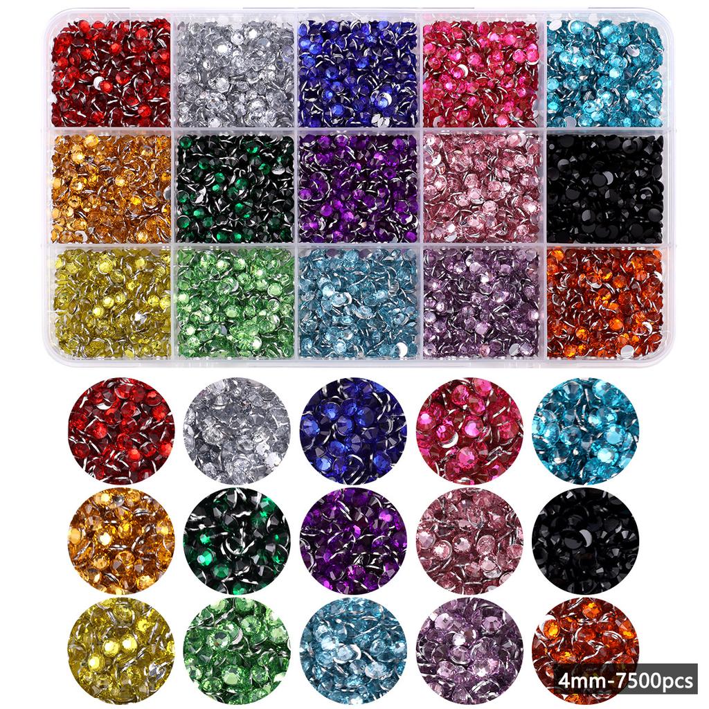 15-Kleur Hars Platte Bodem Boor, Kleur Ab Boor, Gemengde Kleur Acryl Boor, Handgemaakte Diy Sticker Boor, Grote Transparante Diamant Sieraden Set.
