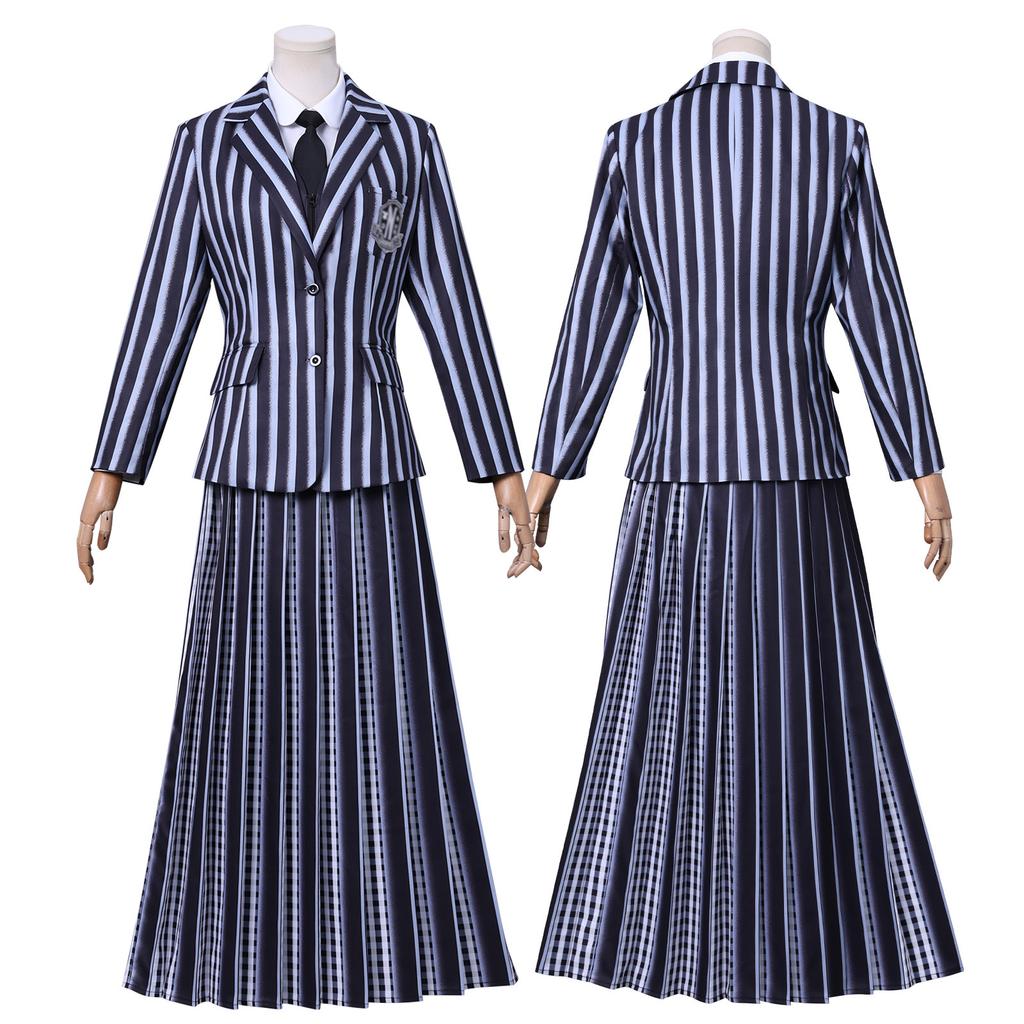Wednesday Addams Cosplay Costume Uniform Halloween Carnival Party Christmas Play Role Clothes Clothing