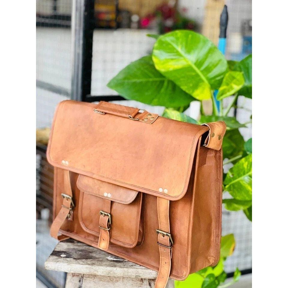 Handmade First Choice Leather Vintage Laptop Messenger Briefcase Bag Satchel