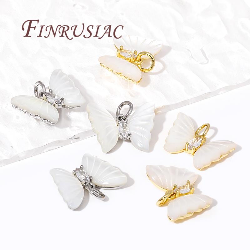 18K Gold Plated Charms For Jewelry Findings,Inlaid Crystal Butterfly Pendants For Necklace Making DIY Earrings Accessories