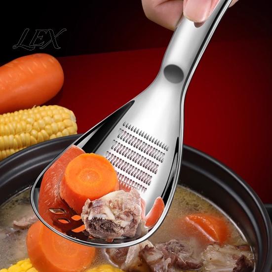 Versatile Kitchen Tool for Baking Stainless Steel Grinding Spoon, Multifunctional Gadget, Garlic Ginger Soup Strainer Cooking Mashing/Egg Separating