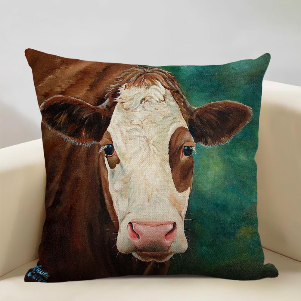 Farm Animals Cows Sheep Pigs Cushion Cover Bedroom Sofa Decorative Pillow Case 45x45CM High-quality Linen Office Accessories