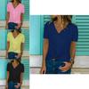 Women's V-neck Tunic Short Sleeve Loose Top T-shirt Plus Stylish Blouse Option