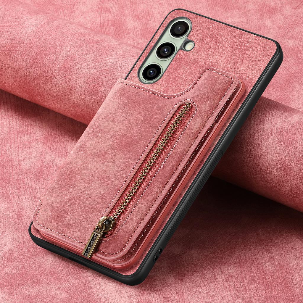 For Samsung Galaxy A36 5G Case with Zipper Card Holder Retro Leather TPU Phone Cover