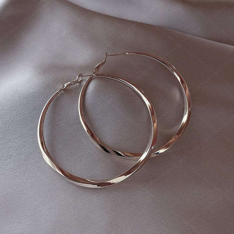 Women's Silver Hoop Earrings: Light Luxury 2024 Exaggerated Niche Style