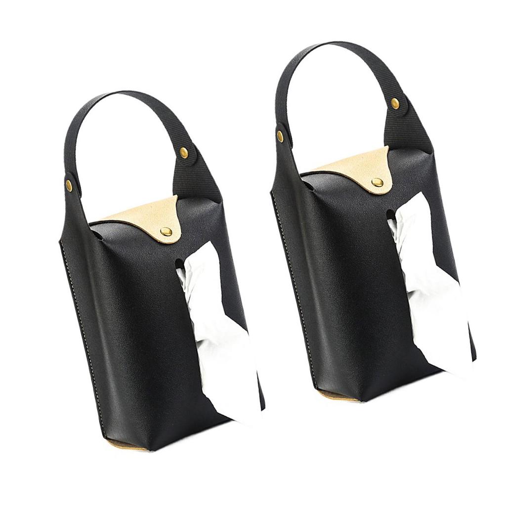 Pack Of 2 PU Leather Hanging Tissue Holder Paper Towel Refill Box for Home and Car Use Stylish Kitchen Napkin Dispenser