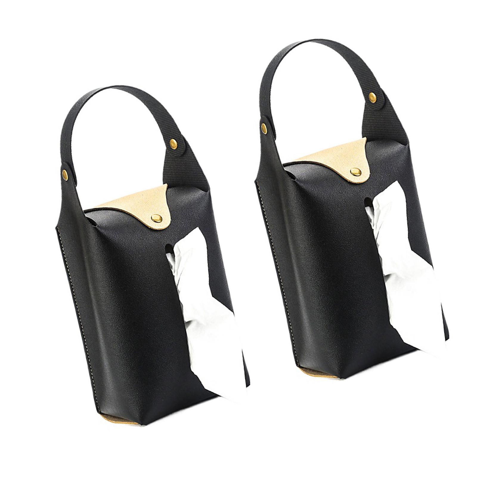 

Pack Of 2 PU Leather Hanging Tissue Holder Paper Towel Refill Box for Home and Car Use Stylish Kitchen Napkin Dispenser чёрный