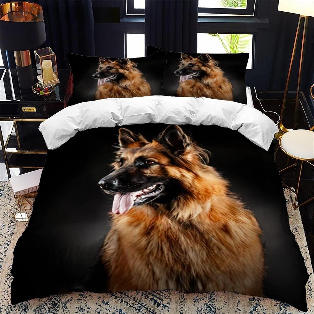 German Shepherd Duvet Cover King Queen 3D Lovely Dog Pattern Bedding Set for Kids Boys Girls Cute Pet Puppy Soft Comforter Cover