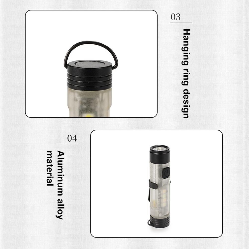LED Outdoor Mini Flashlight with Magnetic Hook Portable Camping Flashlight Pocket Size Work Light for Fishing Hiking