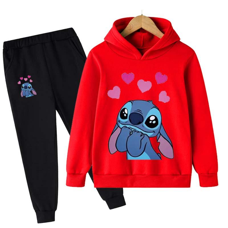 2025 MINISO Stitch Hoodies+Pants Sets Children 1-16 Years Suit Boys Tracksuits Kids Brand Sport Suits Little Monster Hoodies Tops +Pants 2pcs Set