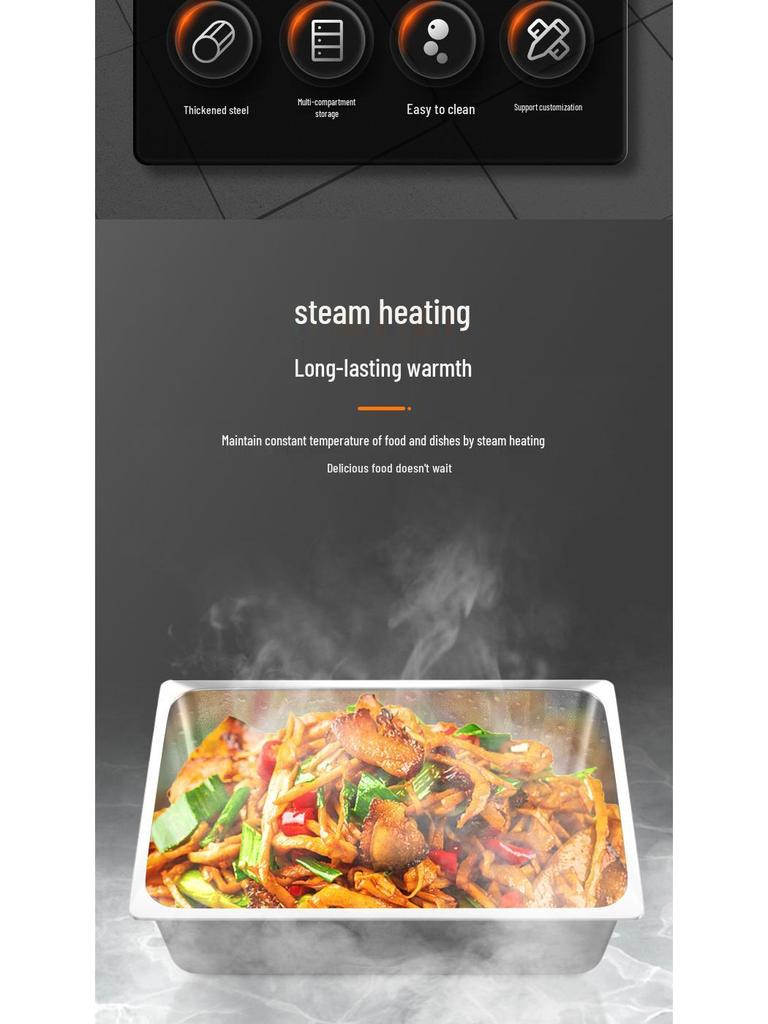 Keleheng Insulated Food Cart: Heated Display Stand with Six Grids, Thickened Non-Magnetic Stainless Steel for Buffets & Canteens
