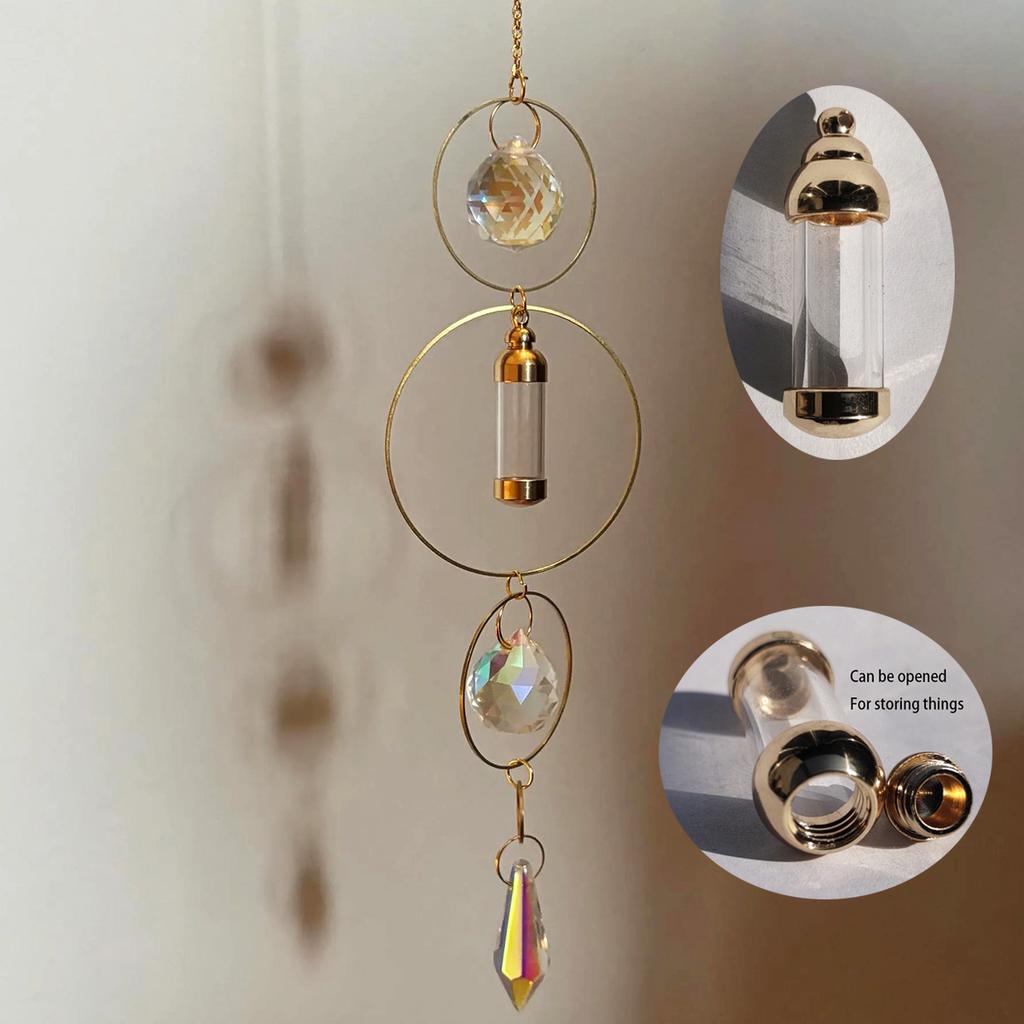 1Pc Crystal Memorial Bottle Pendant, Openable Hollow Gau Bottle Pendant, Window Decoration, Perfect Gift, Bohemian Style, Home Decocoration, HanArt